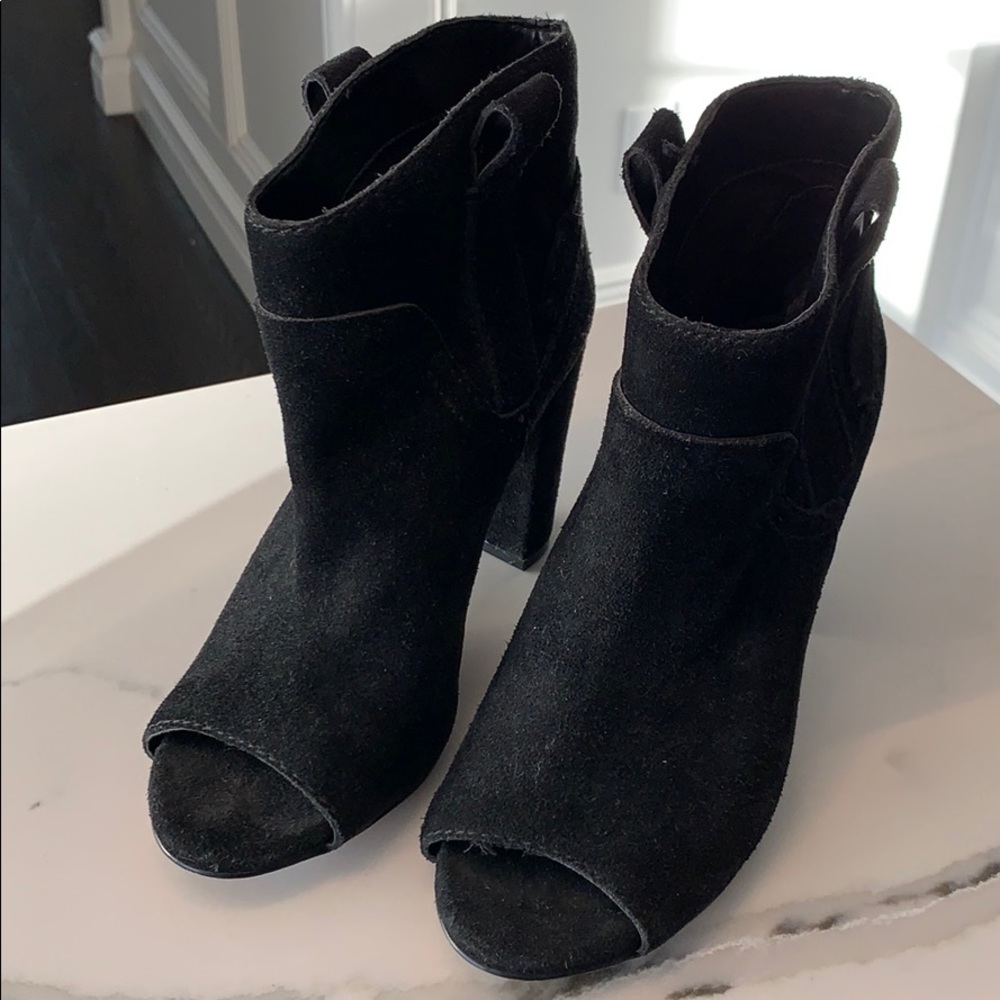 Black Vince Camuto Peep Toe Booties